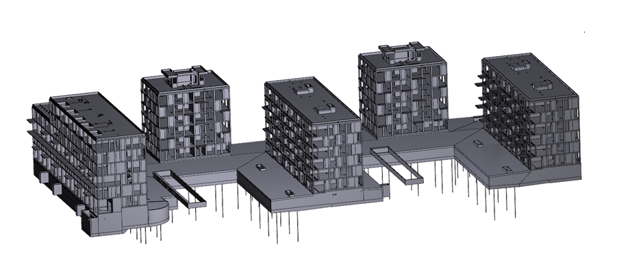 BIM Modell für die Tragwerksplanung des Wohnquartiers Meiller Gärten