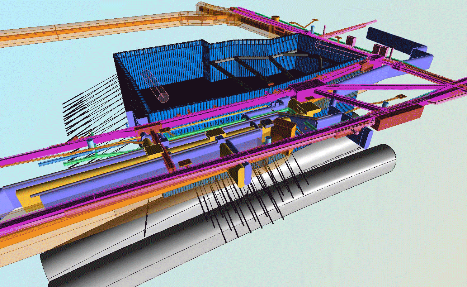BIM-Modell für die Objektplanung des Verbaus oberhalb der U-Bahn-Röhren BIM-Modell für die Objektplanung des Verbaus oberhalb der U-Bahn-Röhren