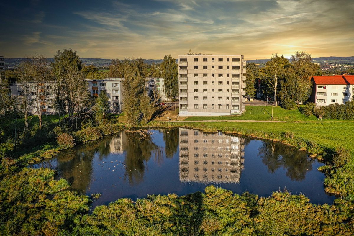 7-geschossiges Wohngebäude als Holzsystembau, höchstes Holzhochhaus im Allgäu