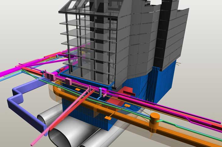 Planung mit BIM im Hochbau, Beispiel Bayerstraße München, Gebäude und Verbau